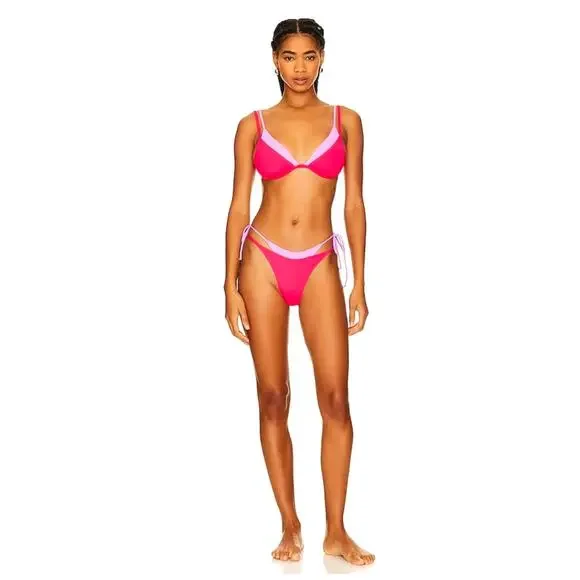Two Tone Underwire L*Space Seam-free Fused Zendaya Bikini Top Pink Lilac sz S